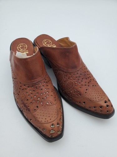 Durango Damen 6,5 Western Cowgirl Stiefelette Schuh braun Leder Slipper halb - Bild 2 von 8