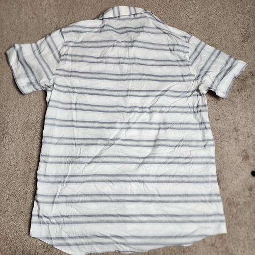 Travis Mathew Mens Large Gray Striped Short Sleeve Button-Up Casual Shirt - Picture 4 of 4