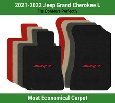 Lloyd Velourtex Front Mats for '21-22 Jeep Grand Cherokee L w/Red on Black SRT