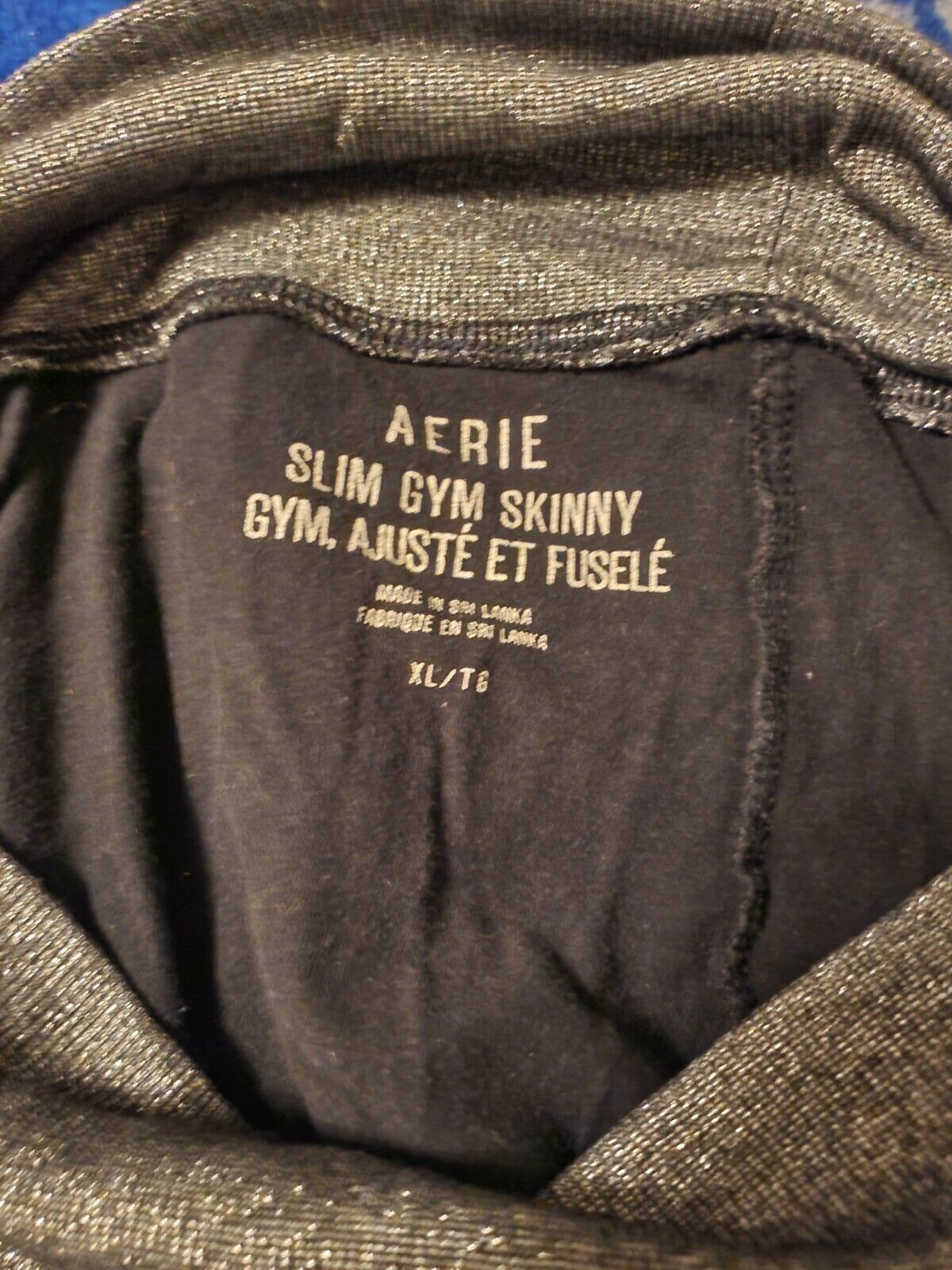Aerie Slim Gym Skinny Yoga Pants, Women's, Black/Gray, Size XL eBay