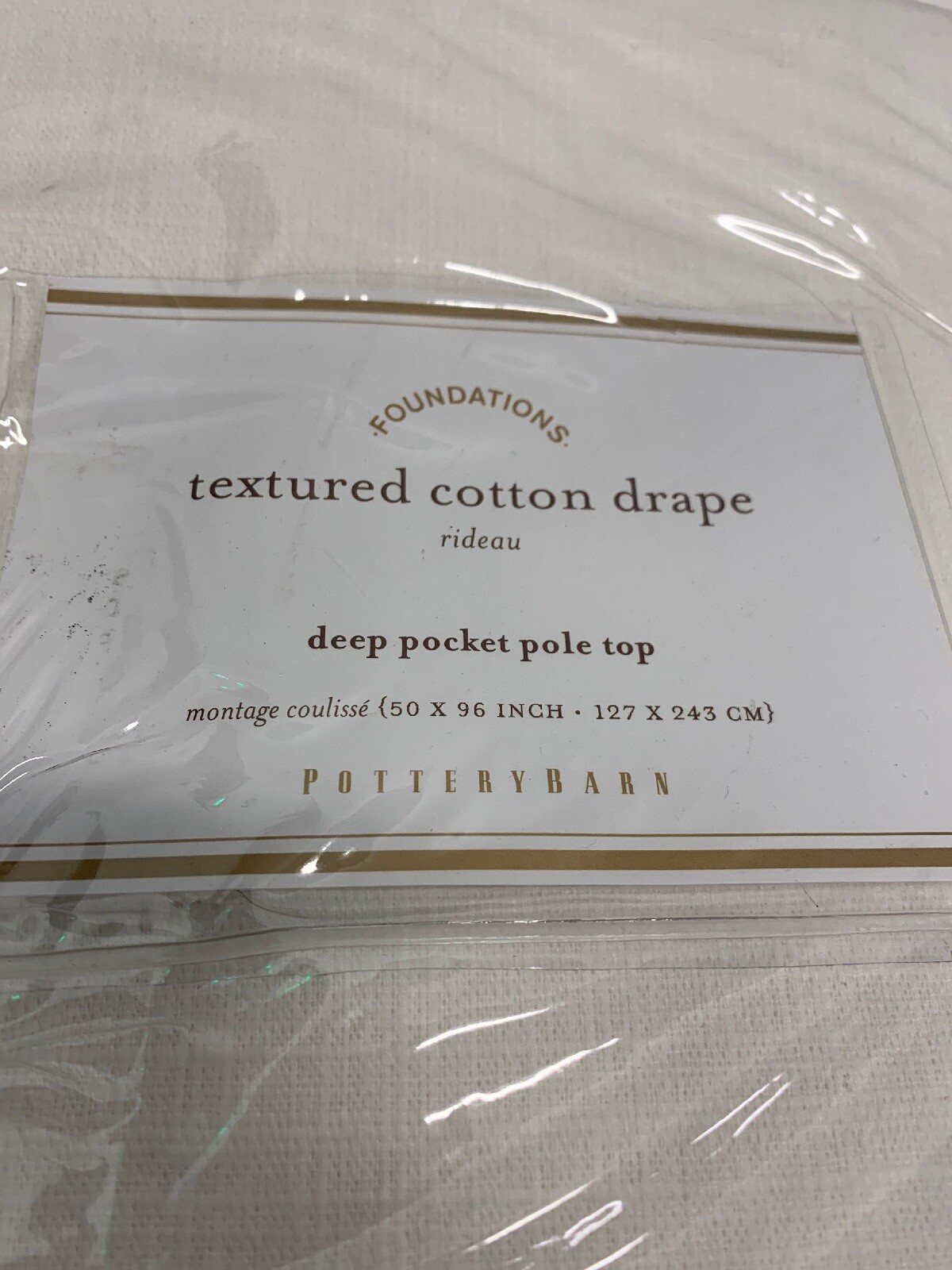 1 Pottery Barn Textured Cotton Deep Pocket Drape Ivory 50x84 Pole