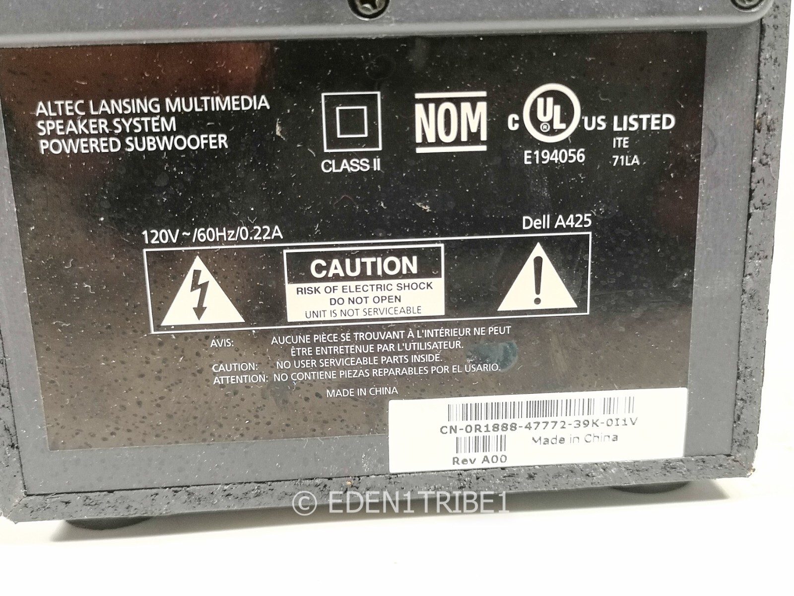 DELL Zylux A425 Multimedia Computer Speaker System Subwoofer ONLY