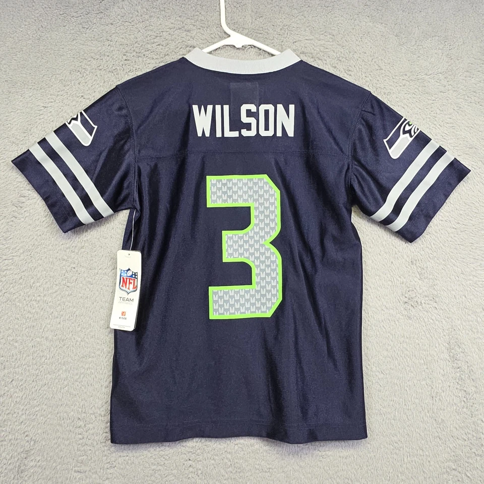 Camiseta Seattle Seahawks Juvenil M Azul #3 Russell Wilson NFL Fútbol Malla NUEVA Foto 2 de 4