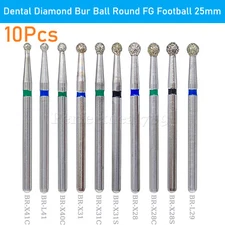 Dental Diamond Bur Ball Round Coarse Super End Taper FG Football High Speed 25mm