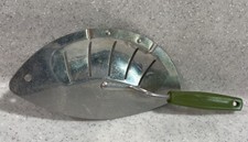 Vtg FOLEY Aluminum Metal Pot/Pan Strainer w/ Avocado Green Plastic Handle~MCM