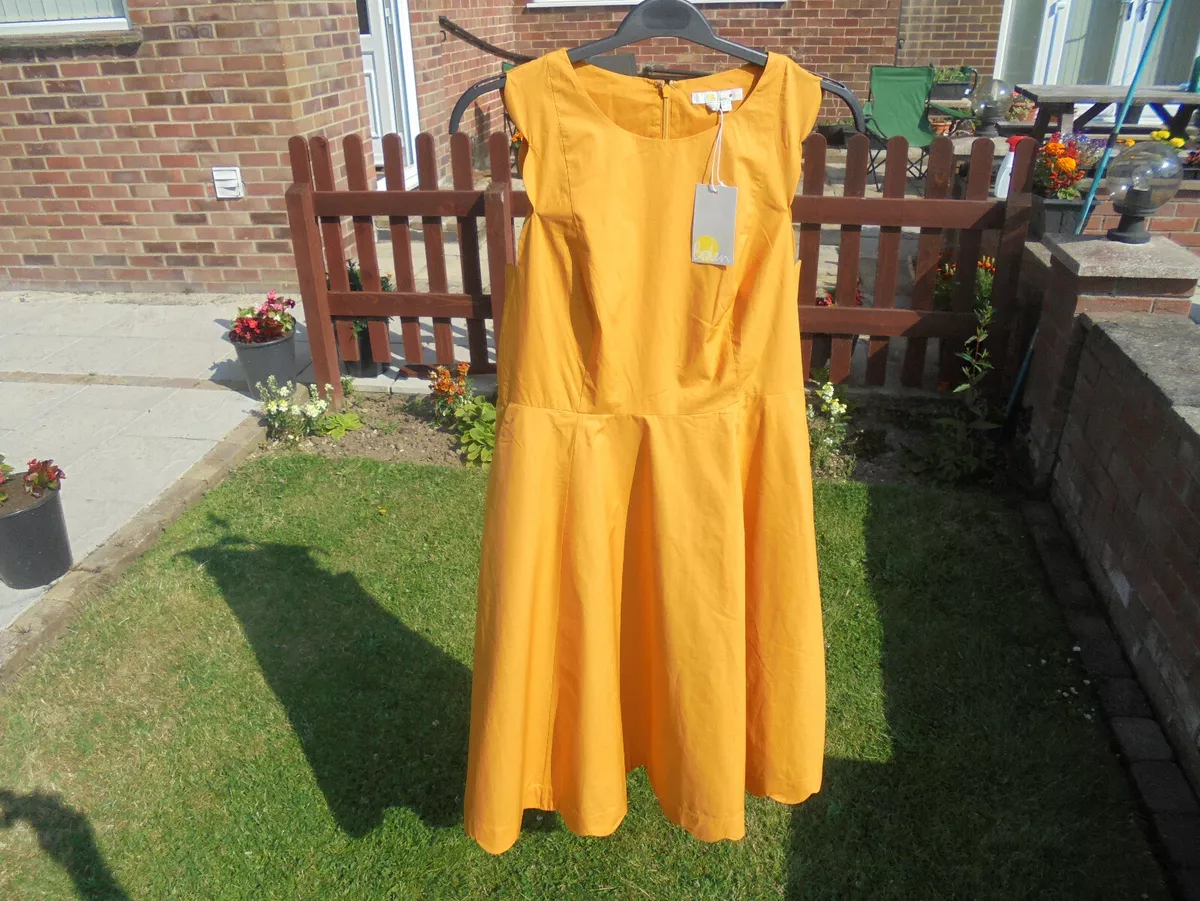 BODEN Judith dress size 16 long yellow ochre colour W0342 B 10 A