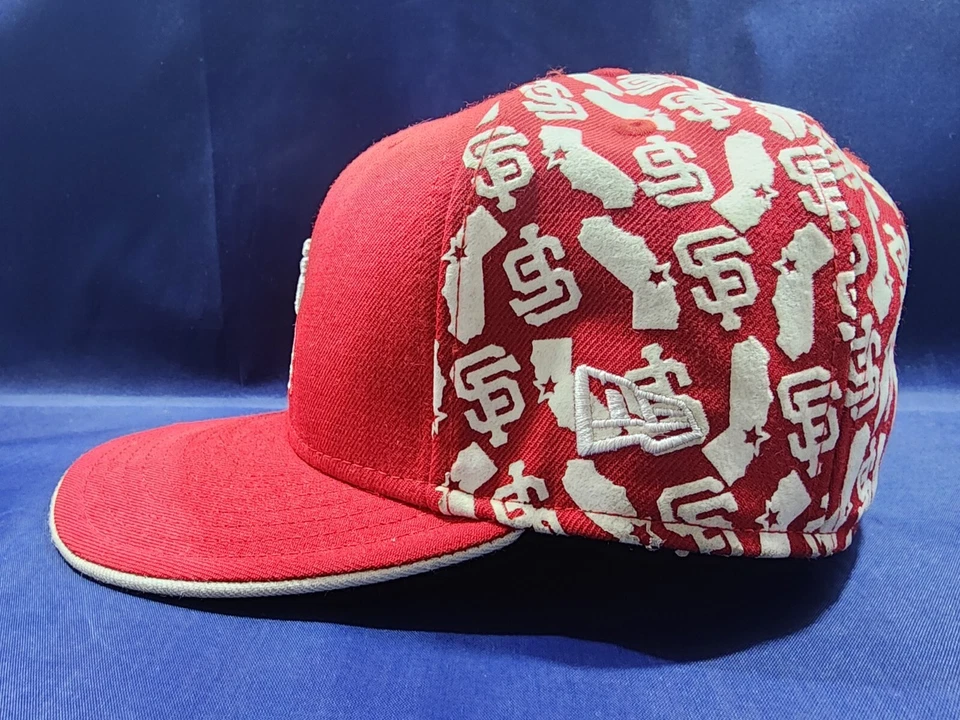 San Francisco Giants New Era Hat Red/White Fitted Wool Cap Size 6 7/8 - Image 4 of 4