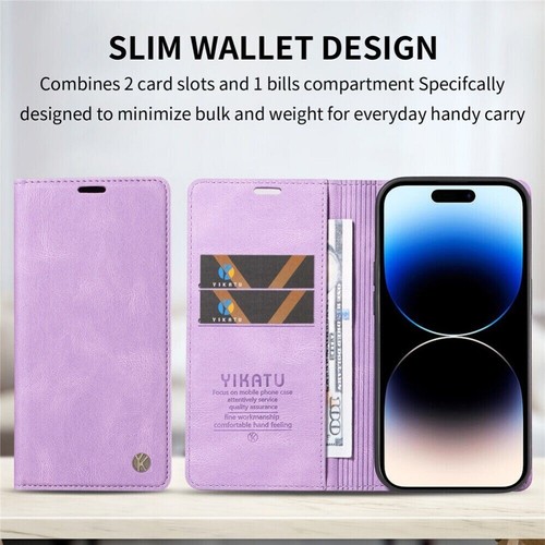 For iPhone 16e 16 15 14 13 12 11 Pro Max Plus Leather Wallet Case Magnetic Cover - Picture 21 of 96