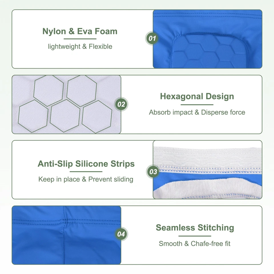 Espinilleras de fútbol espinilleras con almohadillas hexagonales para fútbol S y 1 par y azul Foto 3 de 4