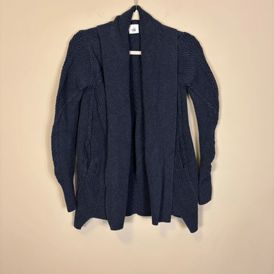 Cabi Blue Cotton Knit Open Countryside Cardigan Sweater Style# 3014 Small