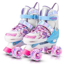 Roller Skates for Girls Boys Kids,4 Size Adjustable Light up Wheels,Birthday Gif