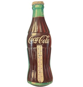 Vintage Original 1950s Dimentional Coca Cola Metal Thermometer Made in USA 16.5"
