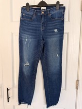 Nicole Miller Women's Blue Denim Distressed Stretch Jeans 5-Pocket Ankle Size 8