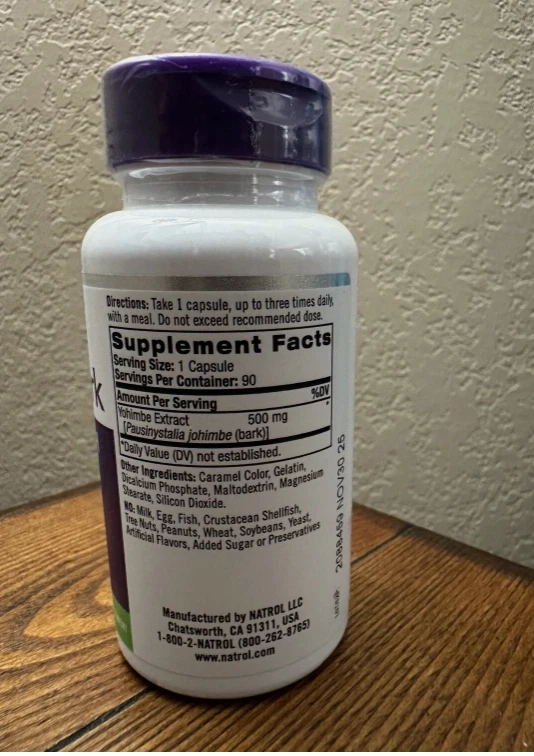 Natrol Yohimbe кора 500 мг мужское здоровье, 90 капсул 1 упаковка - 6/2026 - Изображение 2 из 3