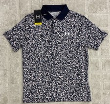 Under Armour Golf Polo Matchplay Printed Men s Sz Small Pink/White Floral UPF 40