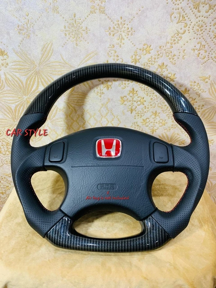 HONDA CIVIC EK 96-2000, FIBRA DE CARBONO HIDRO SUMERGIDA Y DIRECCIÓN DE CUERO ORIGINAL Foto 4 de 4
