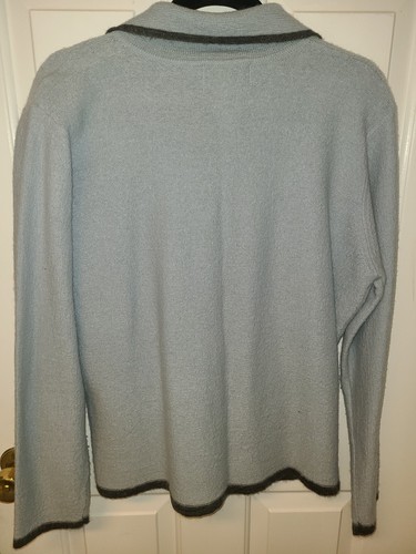 Women Sag Harbor Wool Mohair Blue Flowers Cardigan Sweater Lg Button Gardengirl, $28 - Photo 7