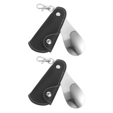2Pcs Travel Shoe Horn Metal - Portable Boot/Sneaker Horn Keyring - Foldable