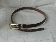 Fossil Ladies Brown Leather Belt Satin Brass Buckle, Loop M 28 -32-39 BT2022