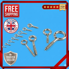 HEAVY DUTY STAINLESS STEEL SCREW IN EYE HOOKS 20mm - 150mm Marine Boat eyes