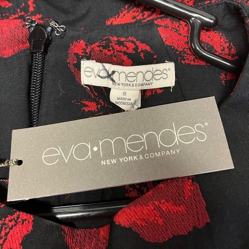 NWT Eva Mendes New York & Co red black rose print dress WOMEN’S SIZE 8 - Picture 4 of 4