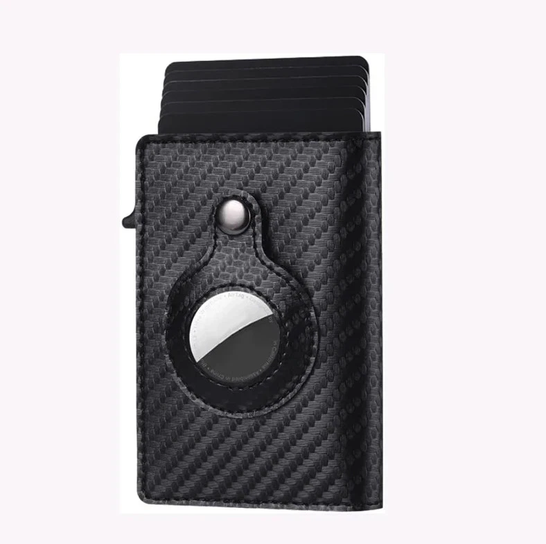 For Airtag Wallet Case Genuine Leather Credit Card Holder Magnetic Air Tag Cover - Image 2 of 4