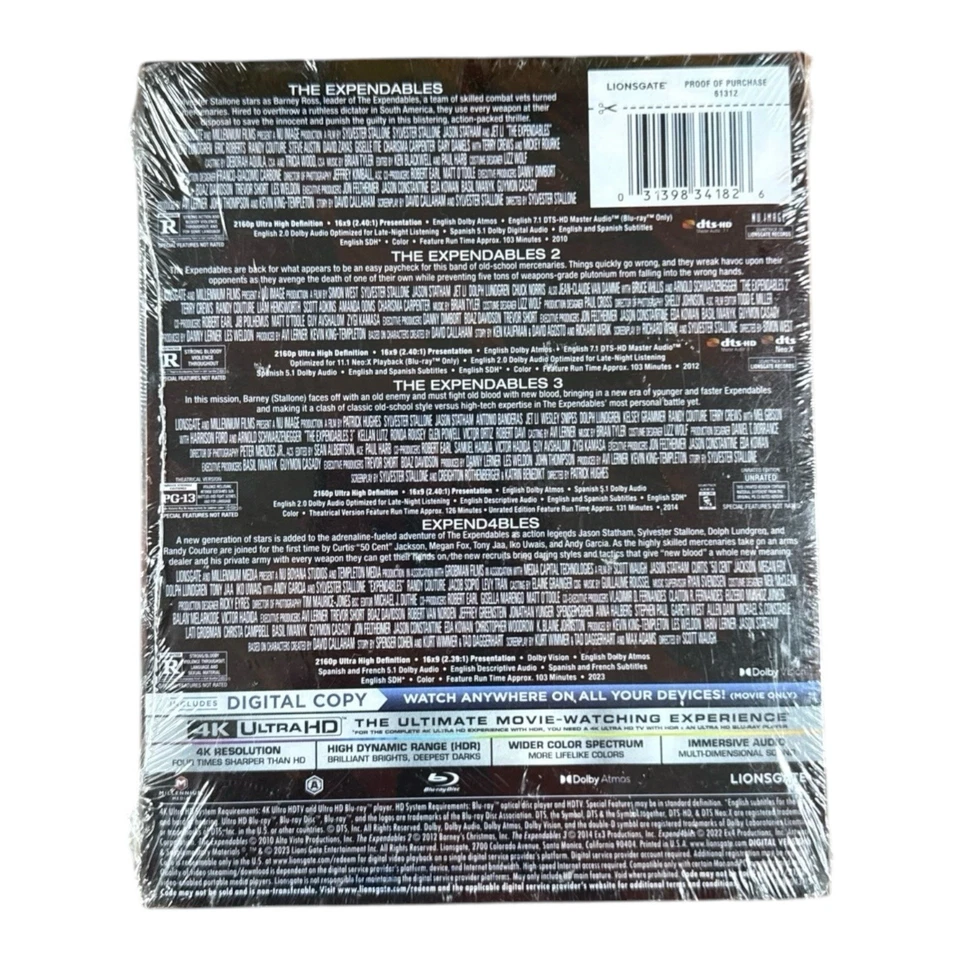 Expendables 1-4 2010 2012 2014 2023 4K+Blu-ray+Digital  Steelbook Brand New!! - Image 2 of 4