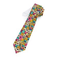 Corbata colorida con caras sonrientes | Corbata emoji | Patrón de arte pop