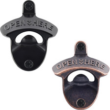 Old Fashion Bottle Opener Wall Mounted Stainless OPEN HERE Black Screw in Wall B