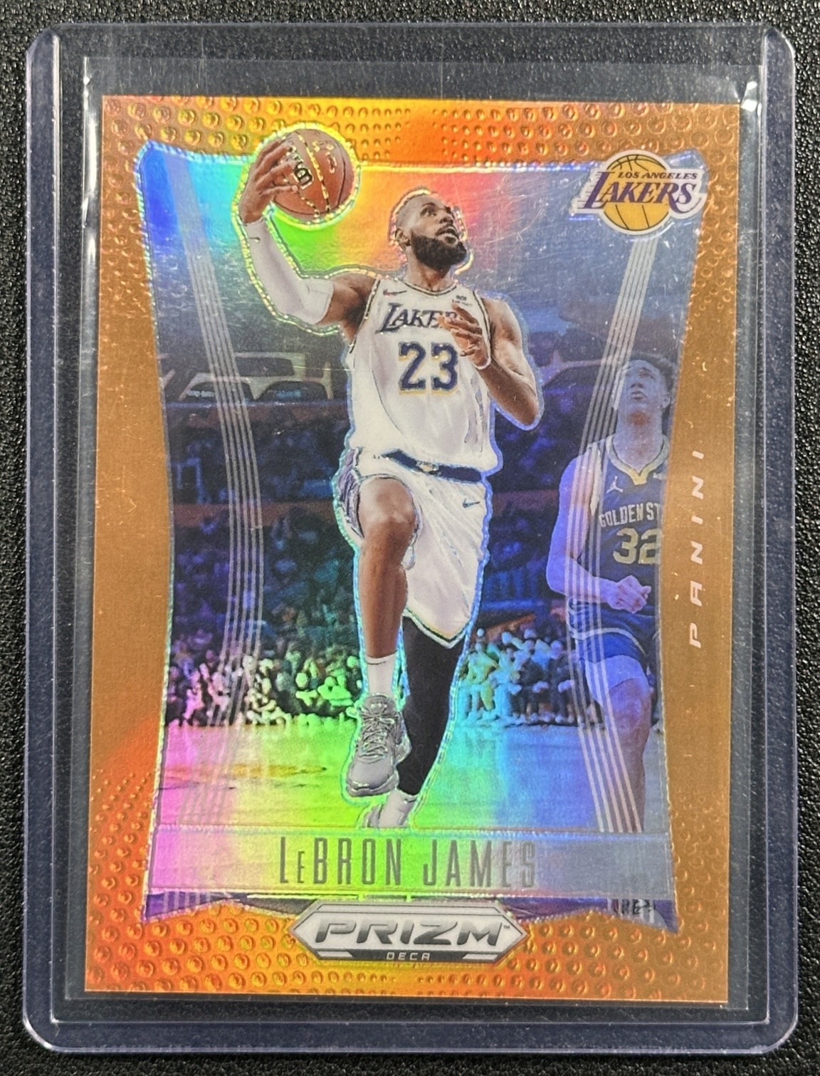 LEBRON JAMES 2023-24 PANINI PRIZM DECA #145 ORANGE 16/49 LAKERS