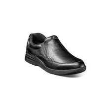 Men's Nunn Bush Cam Moc Toe Slip On Walking Shoes Black Tumbled 84696-007