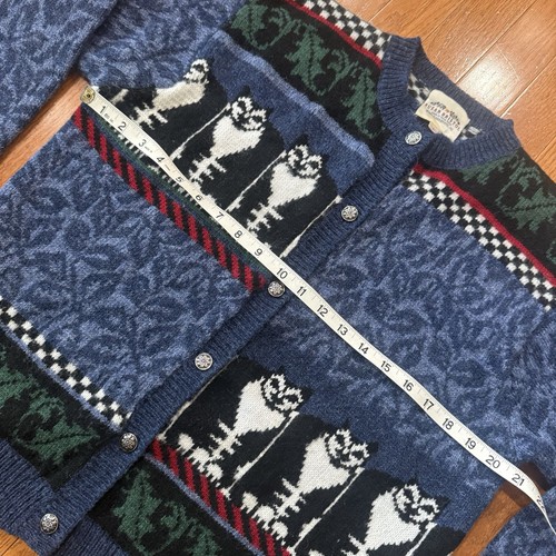 Vintage Susan Bristol Shetland Wool Cat Cardigan Sweater Women’s Large VTG 90s - Picture 7 of 9
