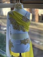 Custom Lyrical Dance Competition Costume Yellow  White ages 7-9