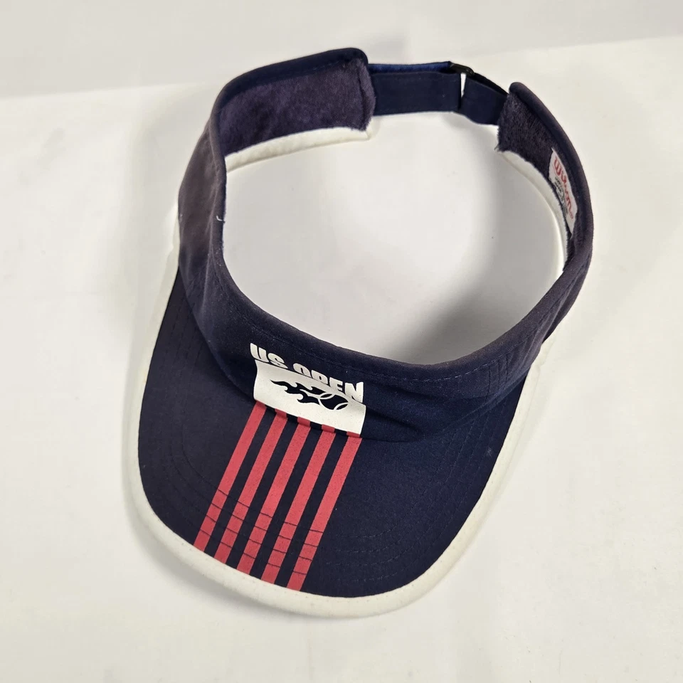 Wilson US Open Visor Hat Cap Strap Back Unisex Red Blue Stripes Adjustable VTG - Image 2 of 4