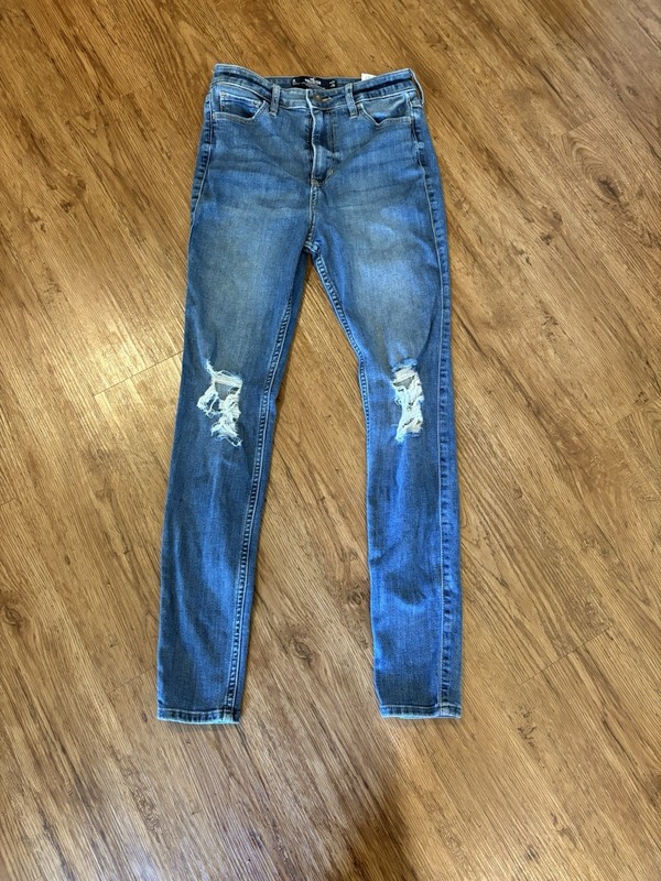Hollister Med Blue High-Rise Super Skinny Distressed Jeans Women's SZ 5R 27/28