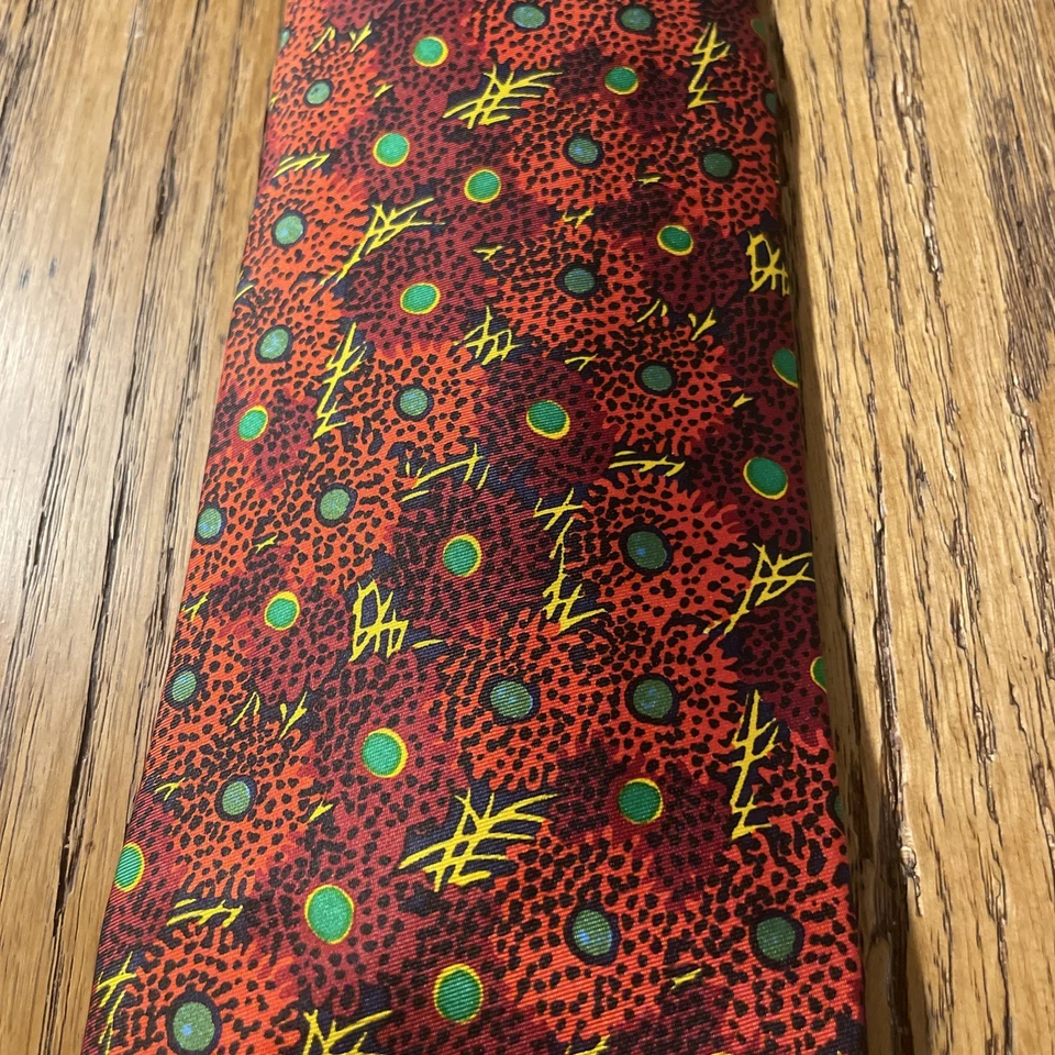 Corbata de seda floral salvaje diseñador vintage años 60 Lanvin Paris para B. Altman & Co. Foto 3 de 4