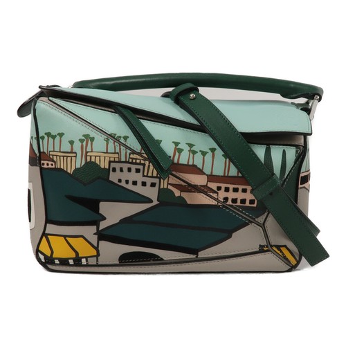 LOEWE PHW Puzzle Endure Celebrating 2wayShoulder Bag Calfskin Leather Green