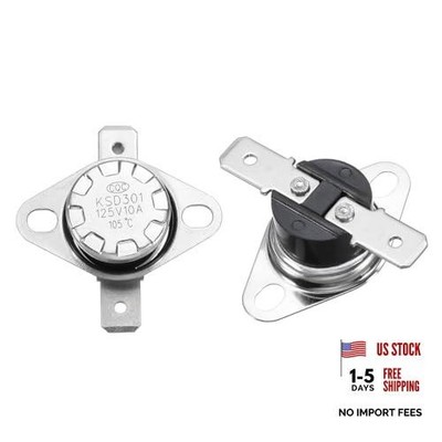 2 Pack KSD301 Thermostat 10A Normally Closed N.C Adjust Snap Disc 105°C/221°F