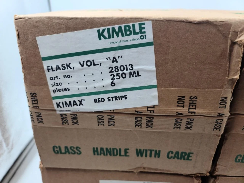 Lot of 24 New Kimble Kimax Red Stripe Lab Flask Vol. A #28013 250ml with Stopper - Image 2 of 4