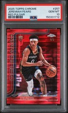 Jeremiah Fears 2025-26 Topps Chrome Red Pulsar /5 PSA 10 GM MINT (POP 1) 🔥