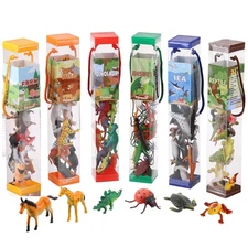 FLORMOON Animal Figures, 72pcs Realistic Mini Dinosaur Insect Sea Farm Reptil...