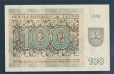Banknoten Litauen 1991 38b bankfrisch 100 Talonu (11011006