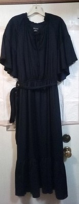 City Chic Women's Blue Long Sleeve Tulip Dress Plus Size M18 W/Pockets,Tie Front