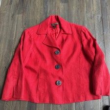 Lauren Ralph Lauren Womens 100 Linen Blazer 12 Red Anchor Buttons Nautical