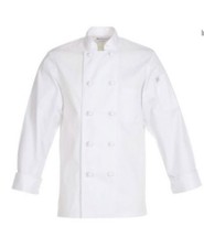 NIP Large Chef Works White Long Sleeve Chef Cook Jacket Uniform Knot Button