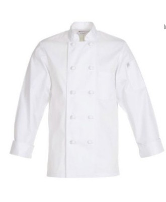 NIP Large Chef Works White Long Sleeve Chef Cook Jacket Uniform Knot Button 