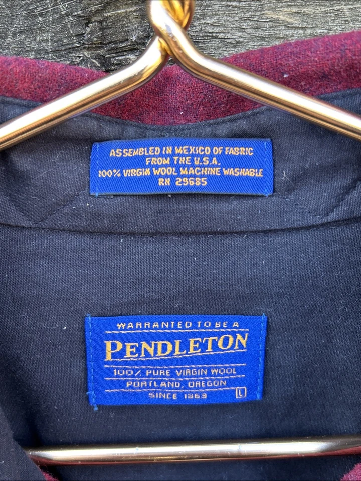 Vintage 60’s Pendleton Shirt Red Virgin Wool Leather Elbow Patches RARE EUC M LG - Image 4 of 4