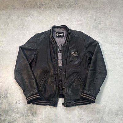 Schott NYC Varsity Jacket   Black   Vintage Bomber   Size M