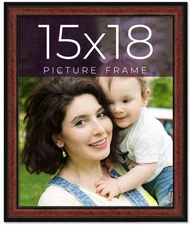 15x18 Frame Executive Brown Round Mahogany Finish Solid Wood Picture Frame | 1.2