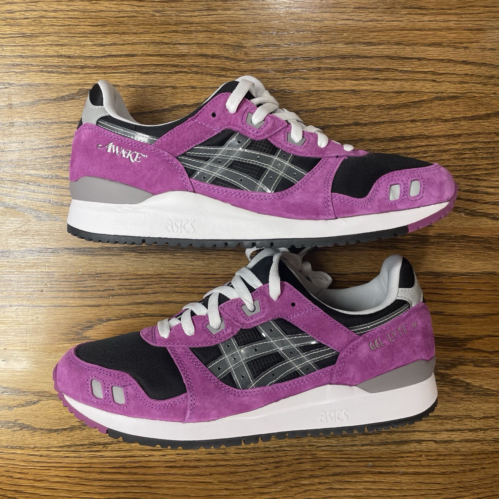Asics Gel-Lyte III OG X Awake NY Mens Black Purple Sneakers Shoes Size 10 NEW thumbnail 2
